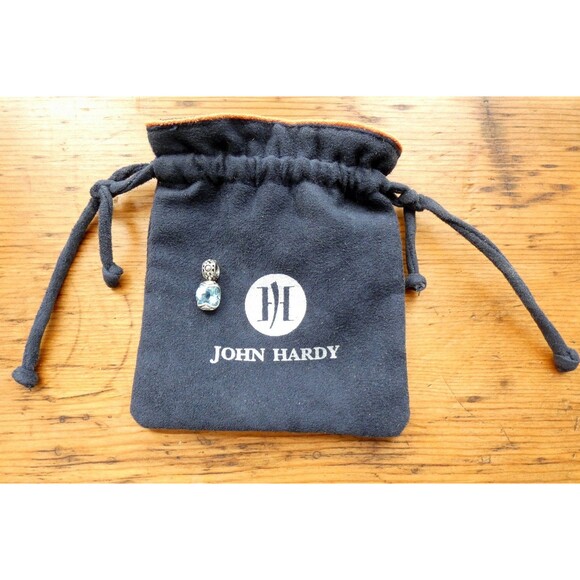 John Hardy Batu Sari 18K Yellow Gold Sterling Silver Blue Topaz Pendant w/ Bag - Picture 3 of 7